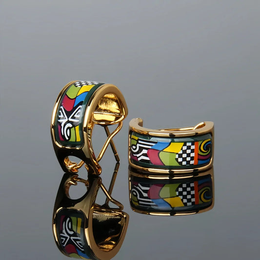 Funky Multicolor Cloisonné Earrings