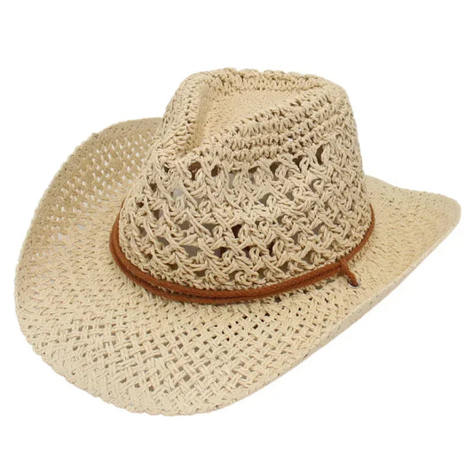 Vintage Western Straw Hat. Casual ladies sunhat