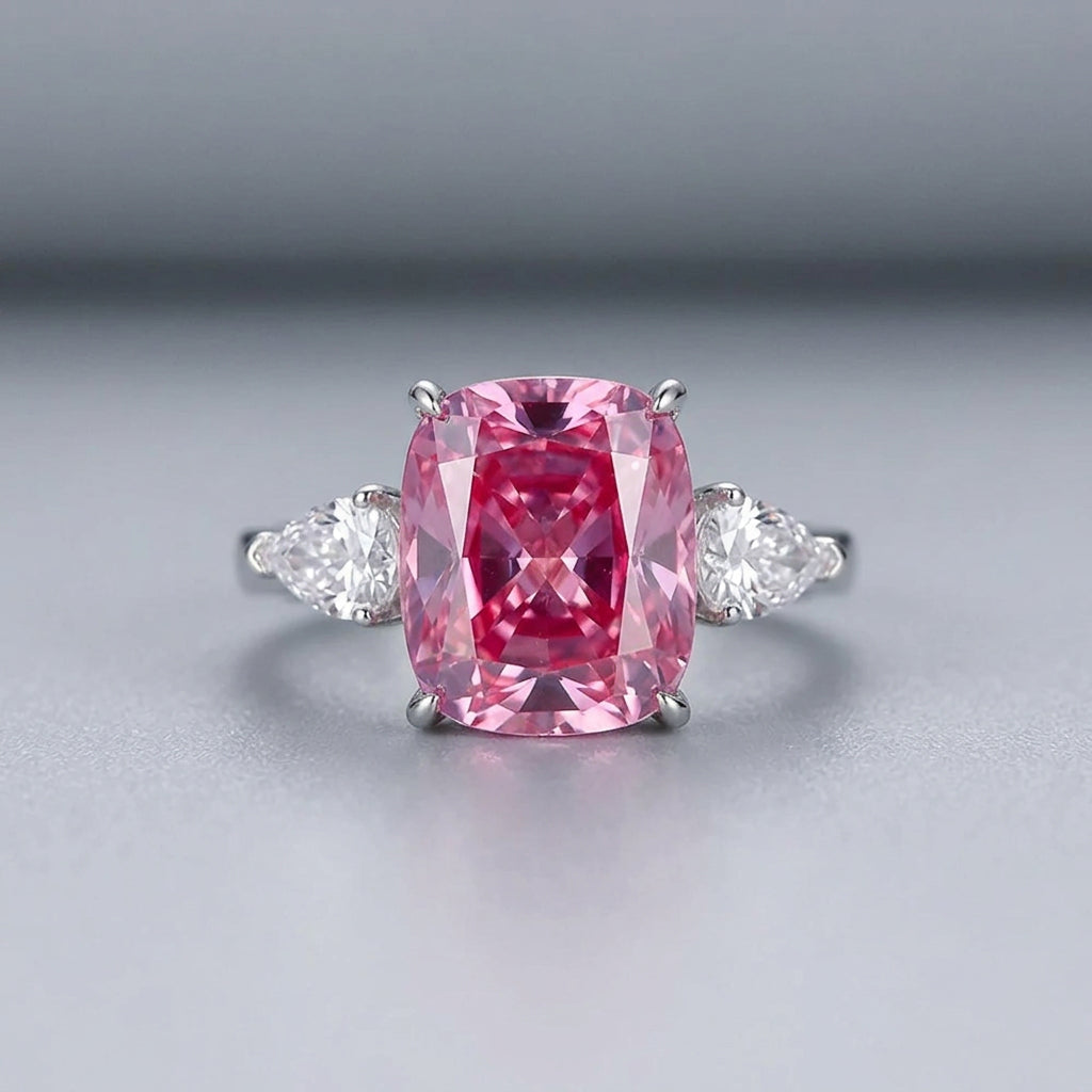 Timeless 5 Carat Pink Moissanite Ring.
