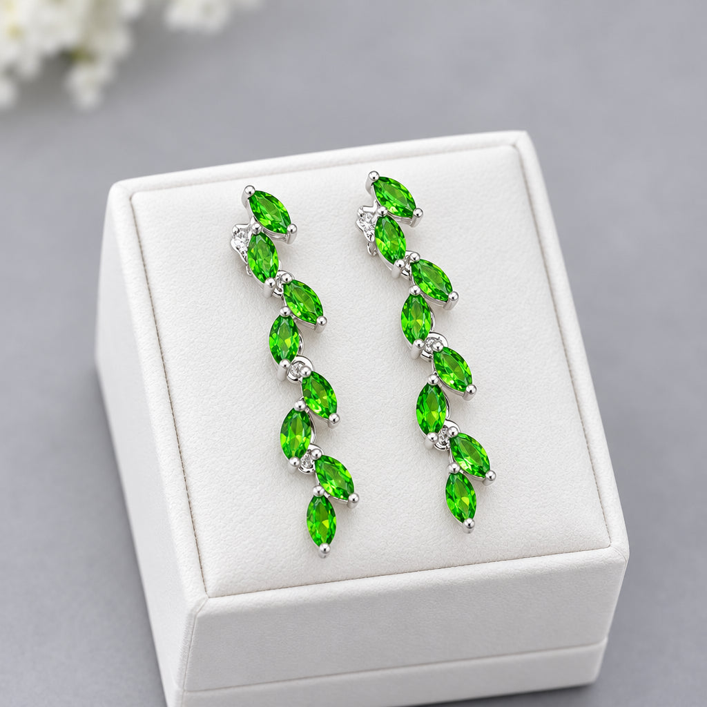 Elegant Green Sparkle Drop Earrings