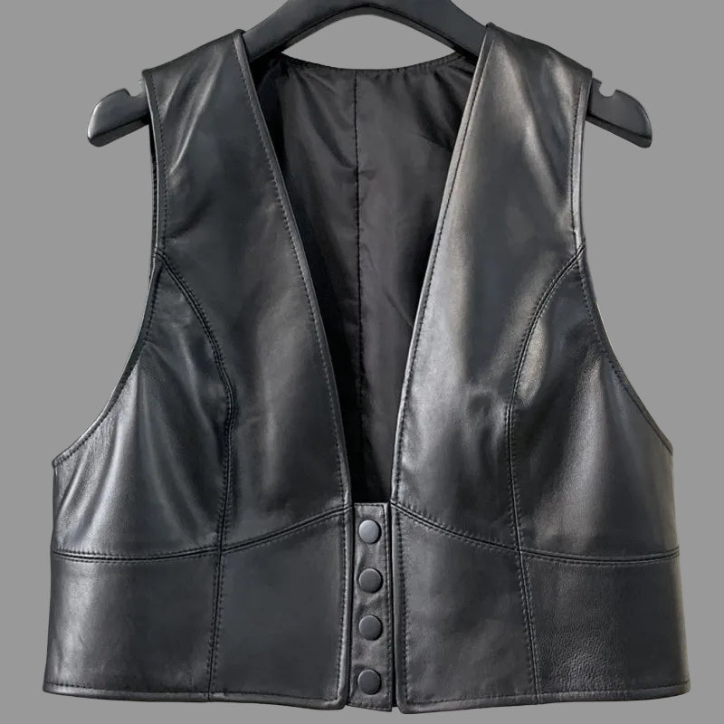 Handmade Ladies Genuine Leather Waistcoat, Vest.  A perfect modern and sophisticated layer