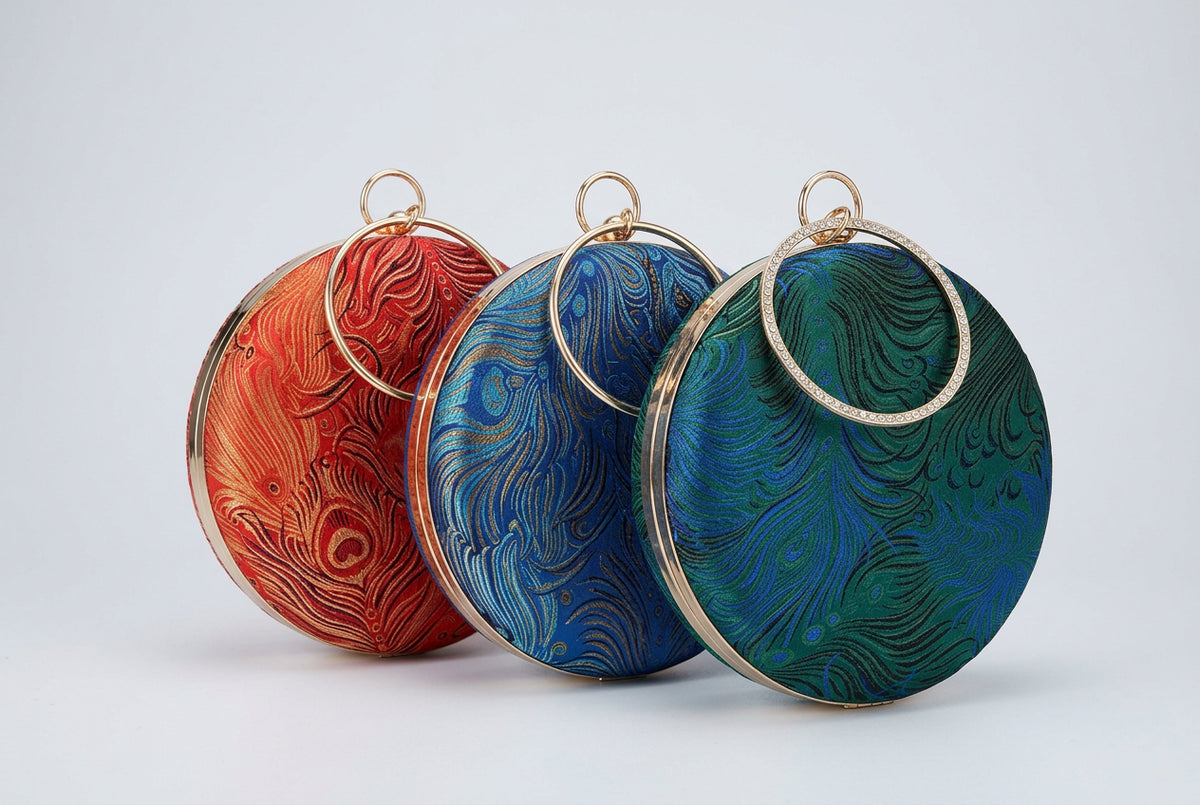 Vintage Vibrant Round Clutch Bag