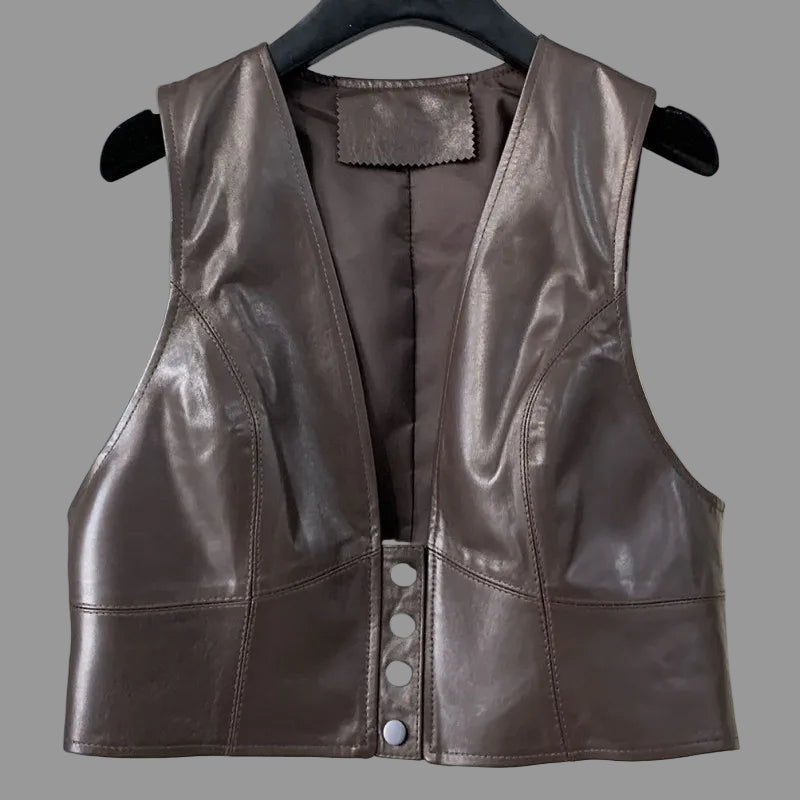Handmade Ladies Genuine Leather Waistcoat, Vest.  A perfect modern and sophisticated layer (Copy)