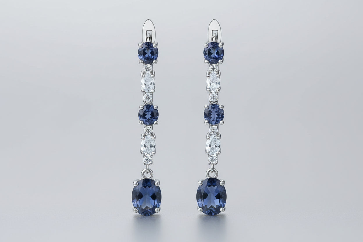 5ct of elegant mystic quartz blue drop earrings. Crafted to capture those special  moments