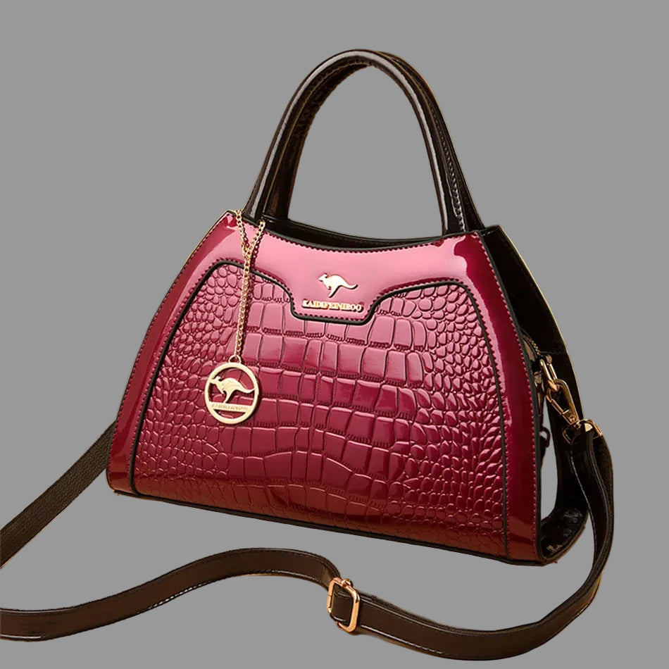 Sleek Women’s Patent Leather Bag with Organized Interior