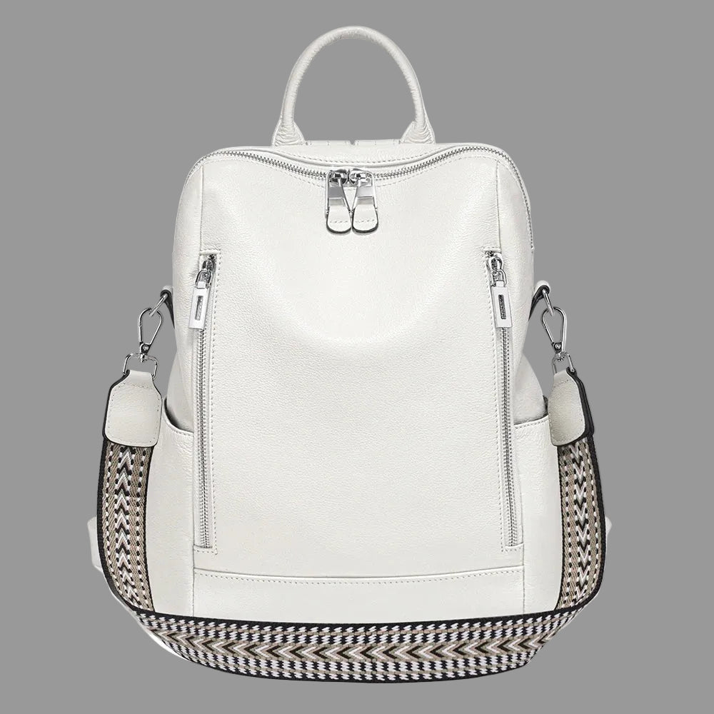 Handcrafted Leather Backpack.  Spacious.  Embroidered Strap.  Fashion Staple.