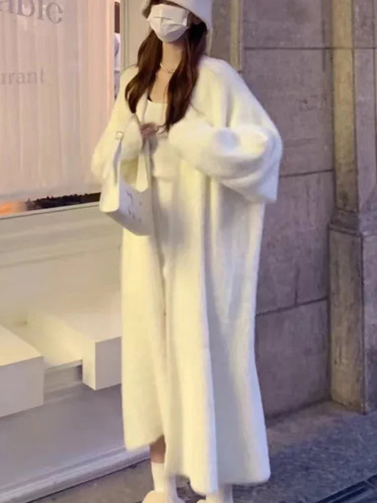 Lazy Relaxed Faux Mink Fleece Cardigan.  Soft with Long Sleeves Perfect for Layering