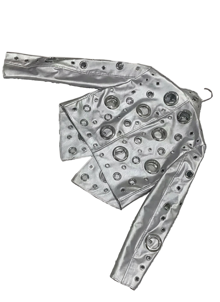 Hollowed Out Short Jackets in Faux Leather.  Ladies up to 5XL