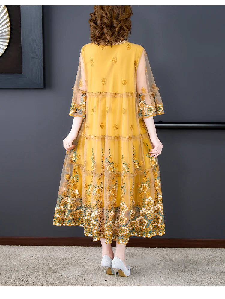 Gatsby Inspired Formal Dress.  Made of Silk with Intricate Embroidery.