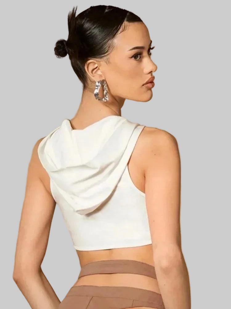 Offbeat Hollowed‑Out Tank Hoodie with Ring Detail