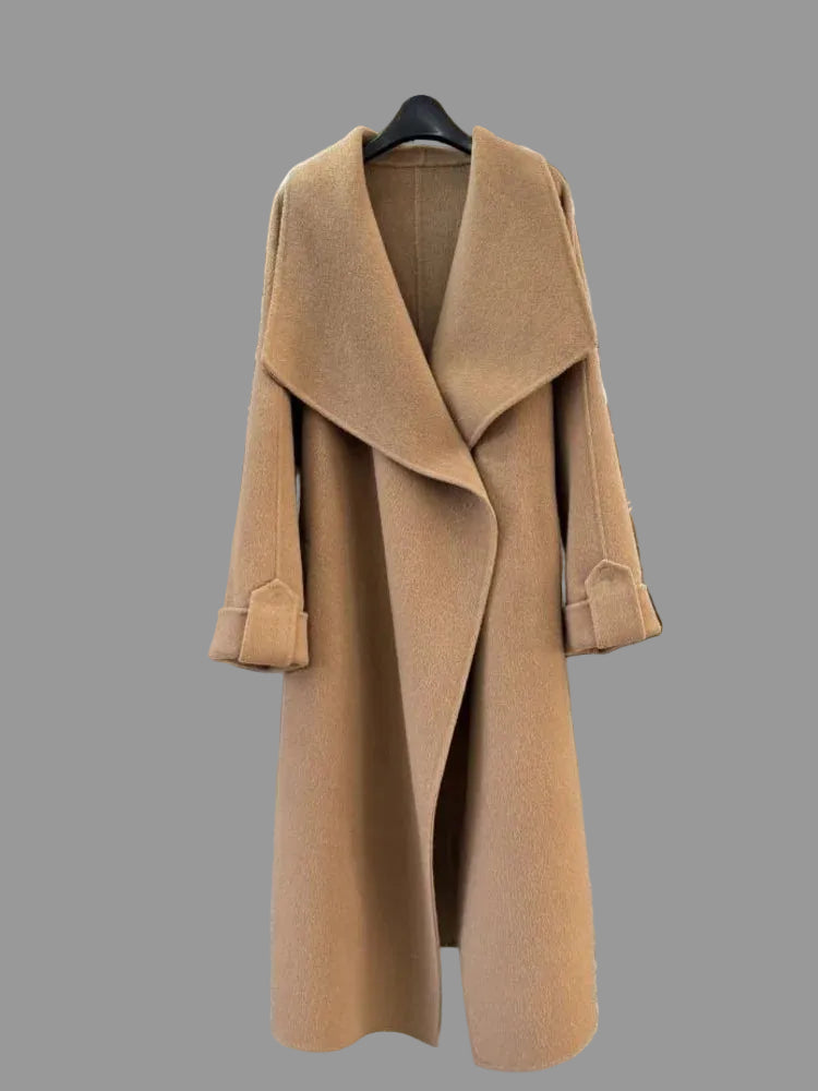 Women's High-Neck Belted Coat – Lightweight, Chic
