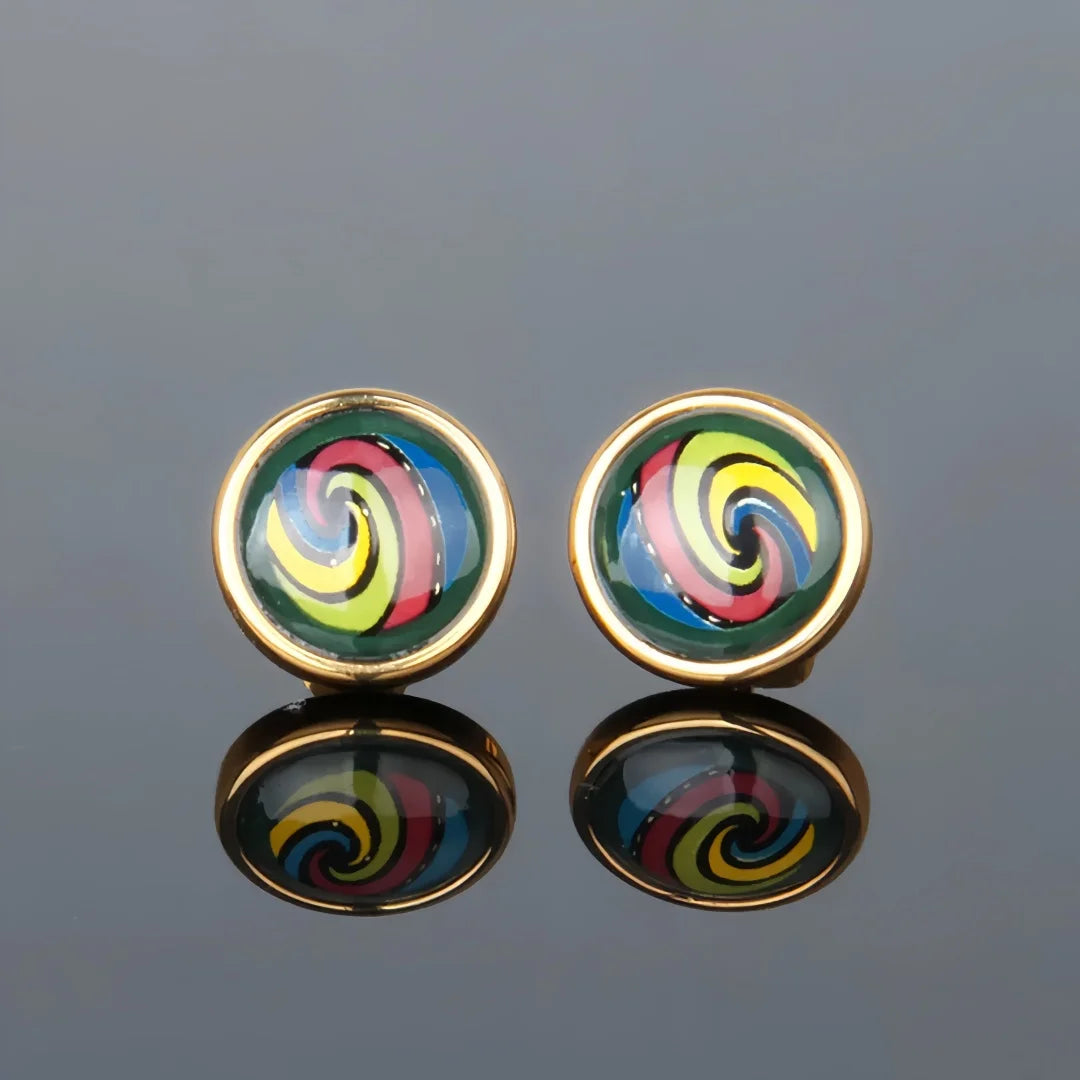 Funky Multicolor Cloisonné Statement Earrings