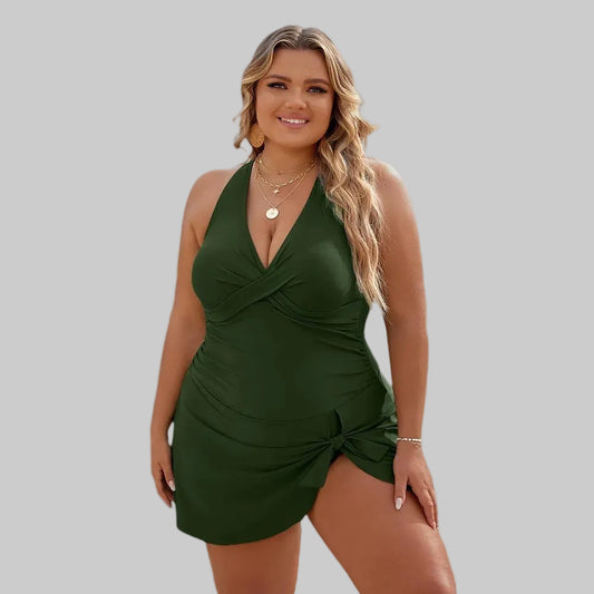 Cross‑Strap Plus‑Size Swim Dress for a Smooth, Sleek Fit