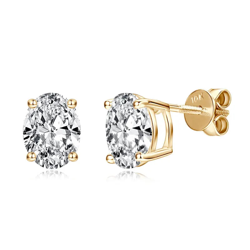 Moissanite Diamond Stud Earrings — 10K Solid Gold