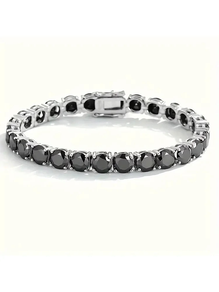 Black Moissanite Bracelet — 925 Sterling Silver