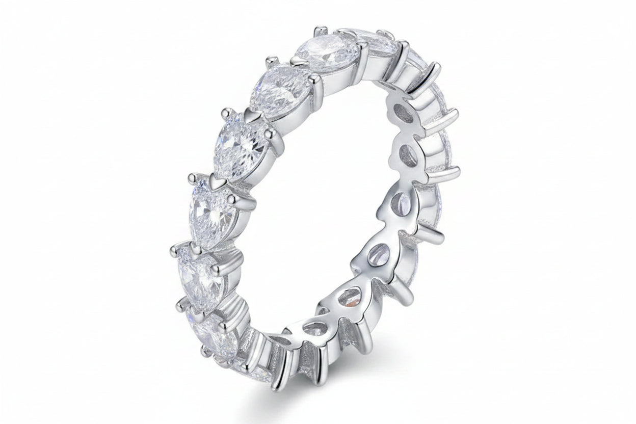Heart Shaped Moissanite Band. Versatile and Stunning