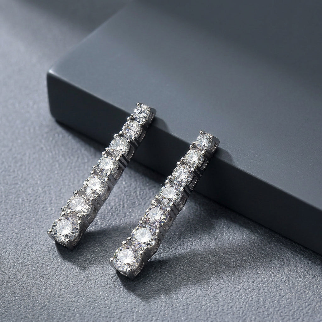 2.82CT Moissanite Drop Earrings – 18K White Gold Plated