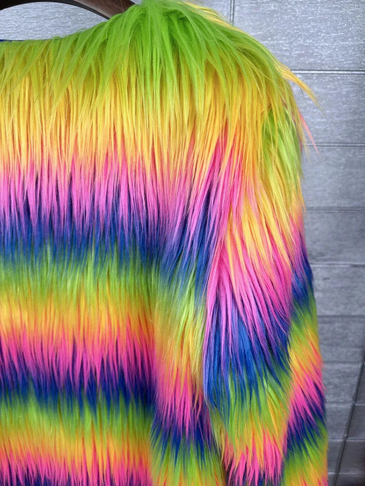 Rainbow Long Coat  Offbeat Style  Creating Warmth and Conversation