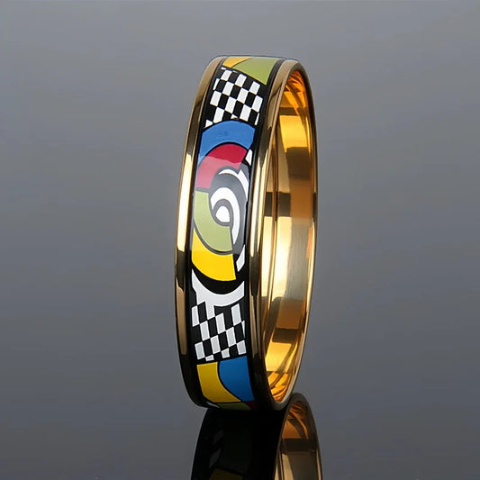 Vibrant Geometric Cloisonné-Style Bangle