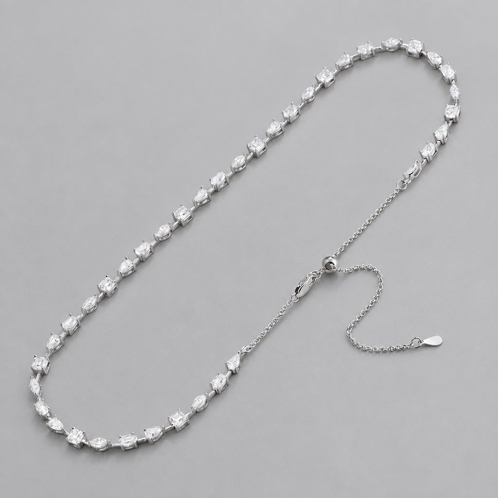 Dainty Three-Stone Moissanite Choker Necklace