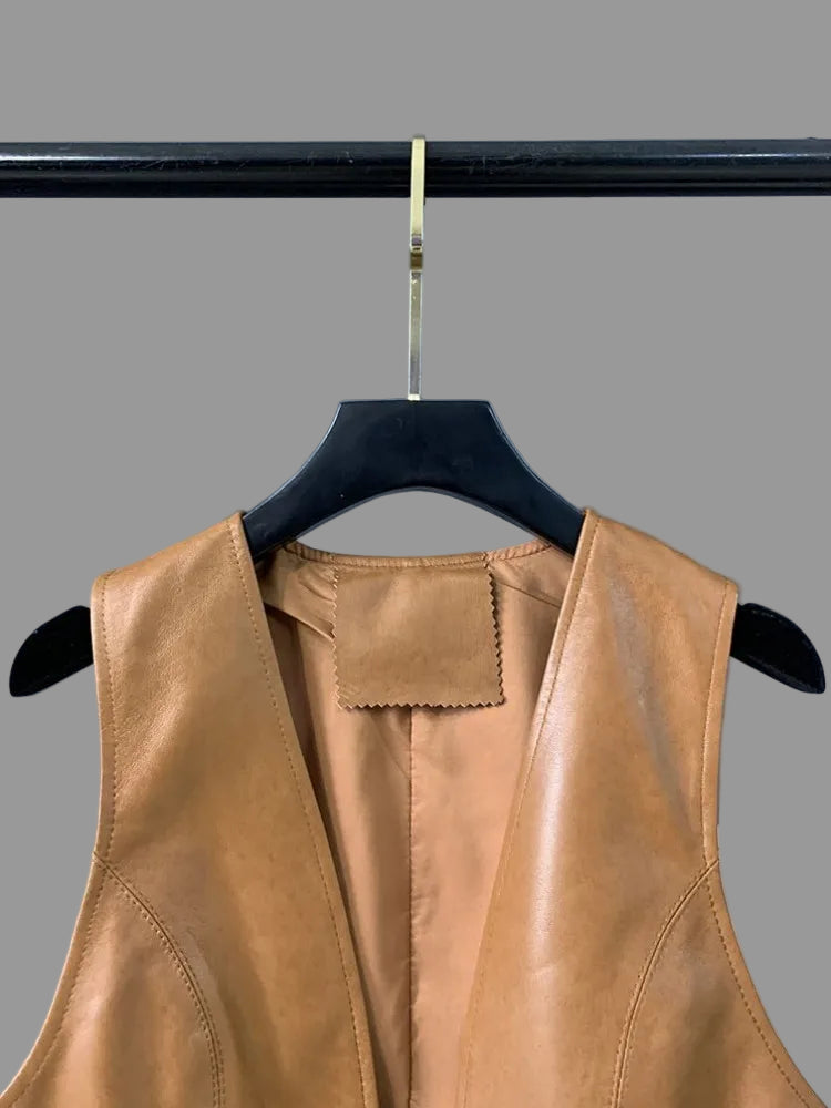 Handmade Ladies Genuine Leather Waistcoat, Vest.  A perfect modern and sophisticated layer