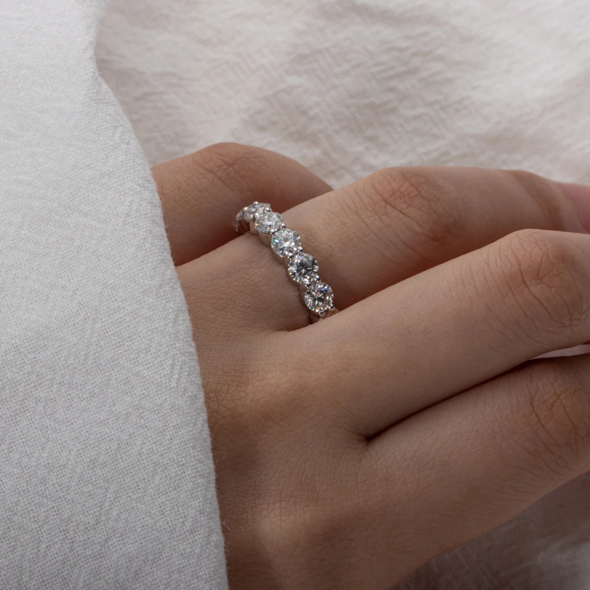 D‑Color VVS1 Moissanite Eternity Band in 925 Sterling Silver — Timeless Quiet Luxury