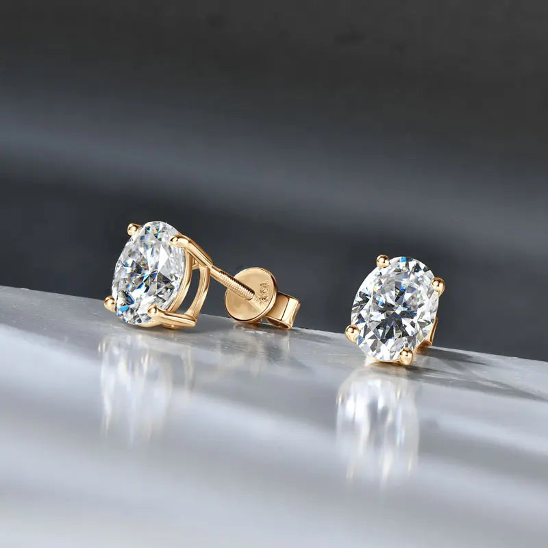 Moissanite Diamond Stud Earrings — 10K Solid Gold