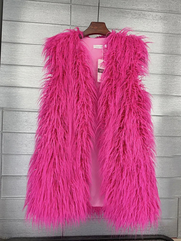 Lightweight Fluffy Waistcoat/Vest.  Long
