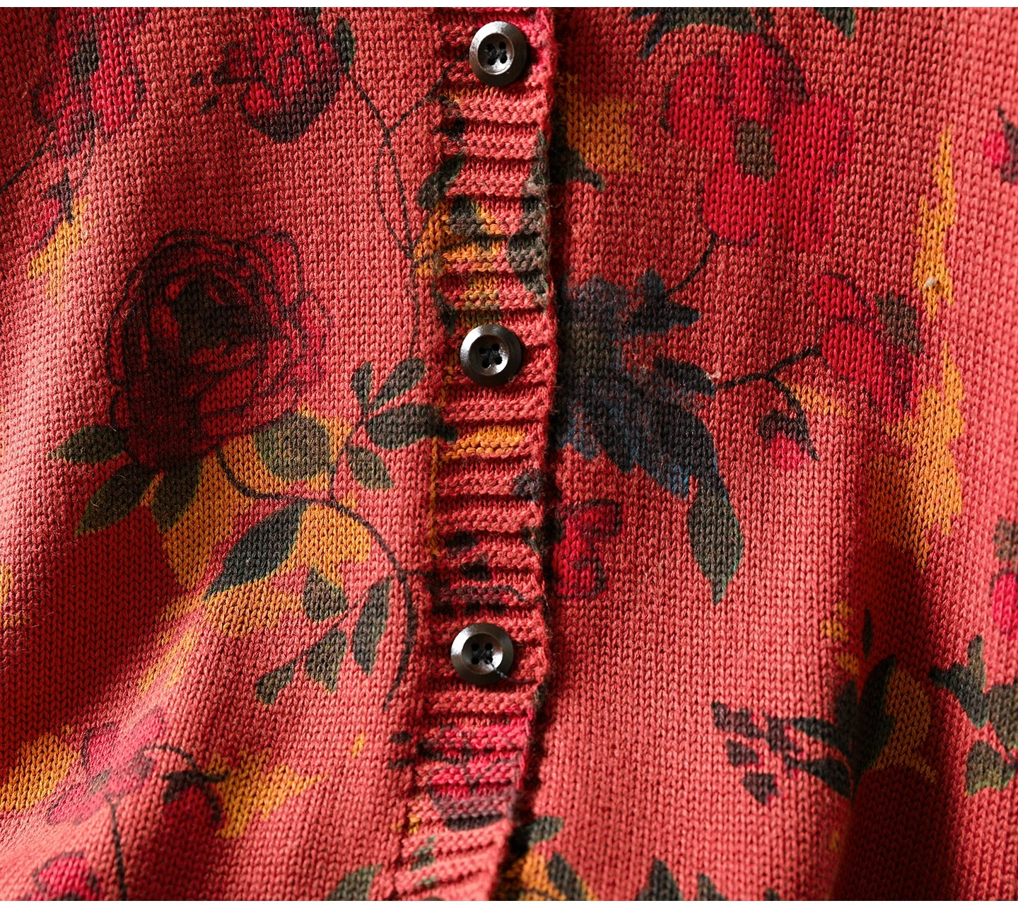 Knitted Floral Cardigan.  100% Cotton. Relaxed Fit. Perfect for layering.