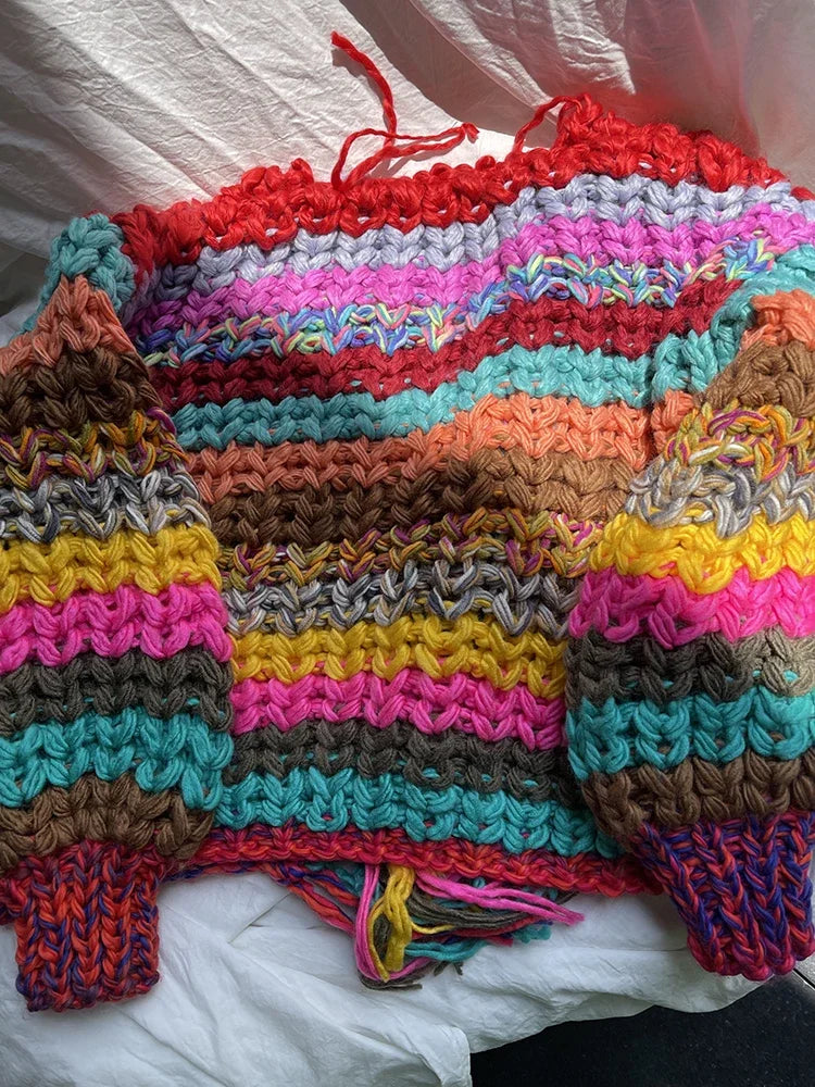 Rainbow Colored Eclectic Sweater.  Warm and Comfortable for the Colder Weather