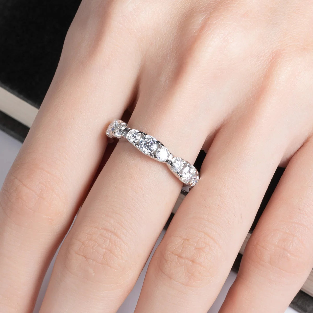 D‑Color VVS1 Moissanite Eternity Band in 925 Sterling Silver — Timeless Quiet Luxury