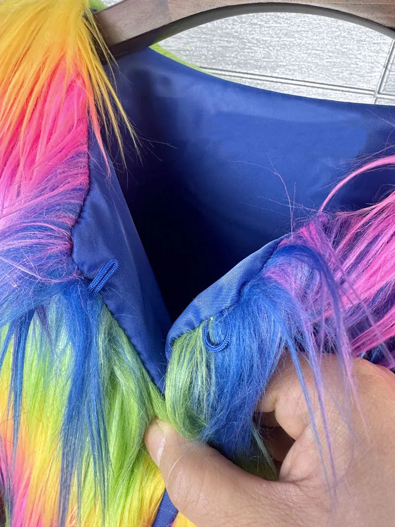 Rainbow Long Coat  Offbeat Style  Creating Warmth and Conversation