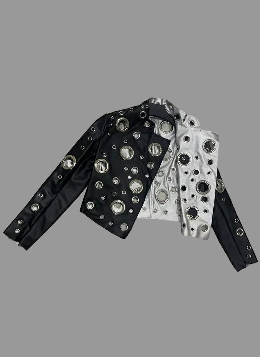 Hollowed Out Short Jackets in Faux Leather.  Ladies up to 5XL