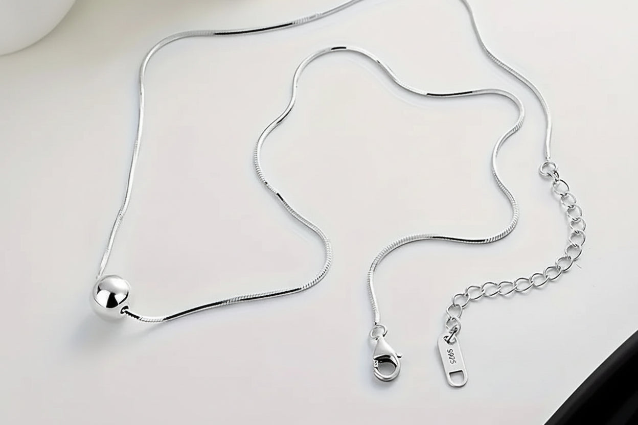 Italian Sterling Silver Foxtail Necklace with Adjustable Slider