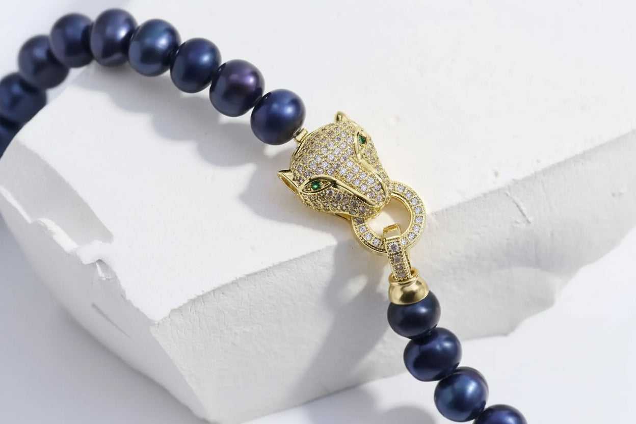 Stunning Dark Blue Freshwater Pearl Necklace