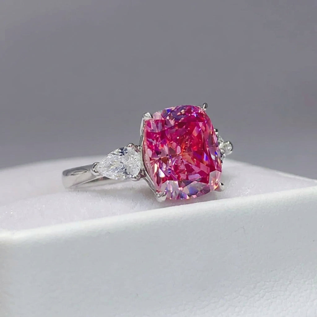Timeless 5 Carat Pink Moissanite Ring.