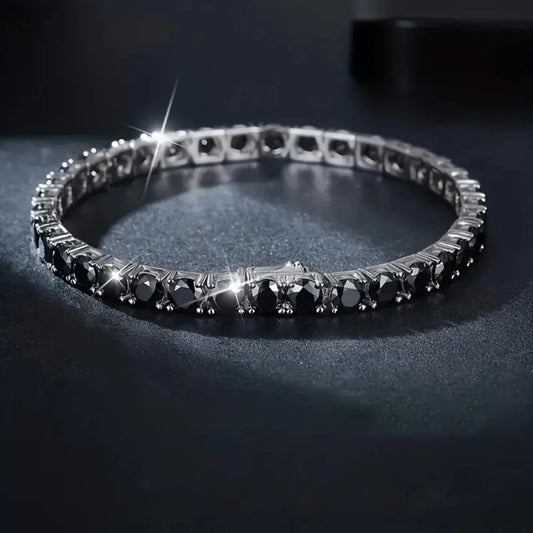 Black Moissanite Bracelet — 925 Sterling Silver
