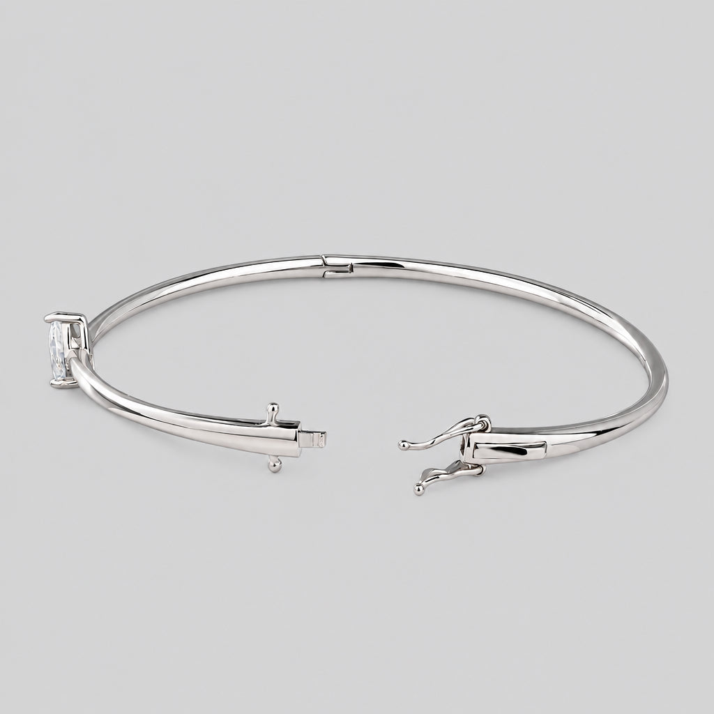 One Carat Pear-Shaped Moissanite Sterling Silver Bracelet