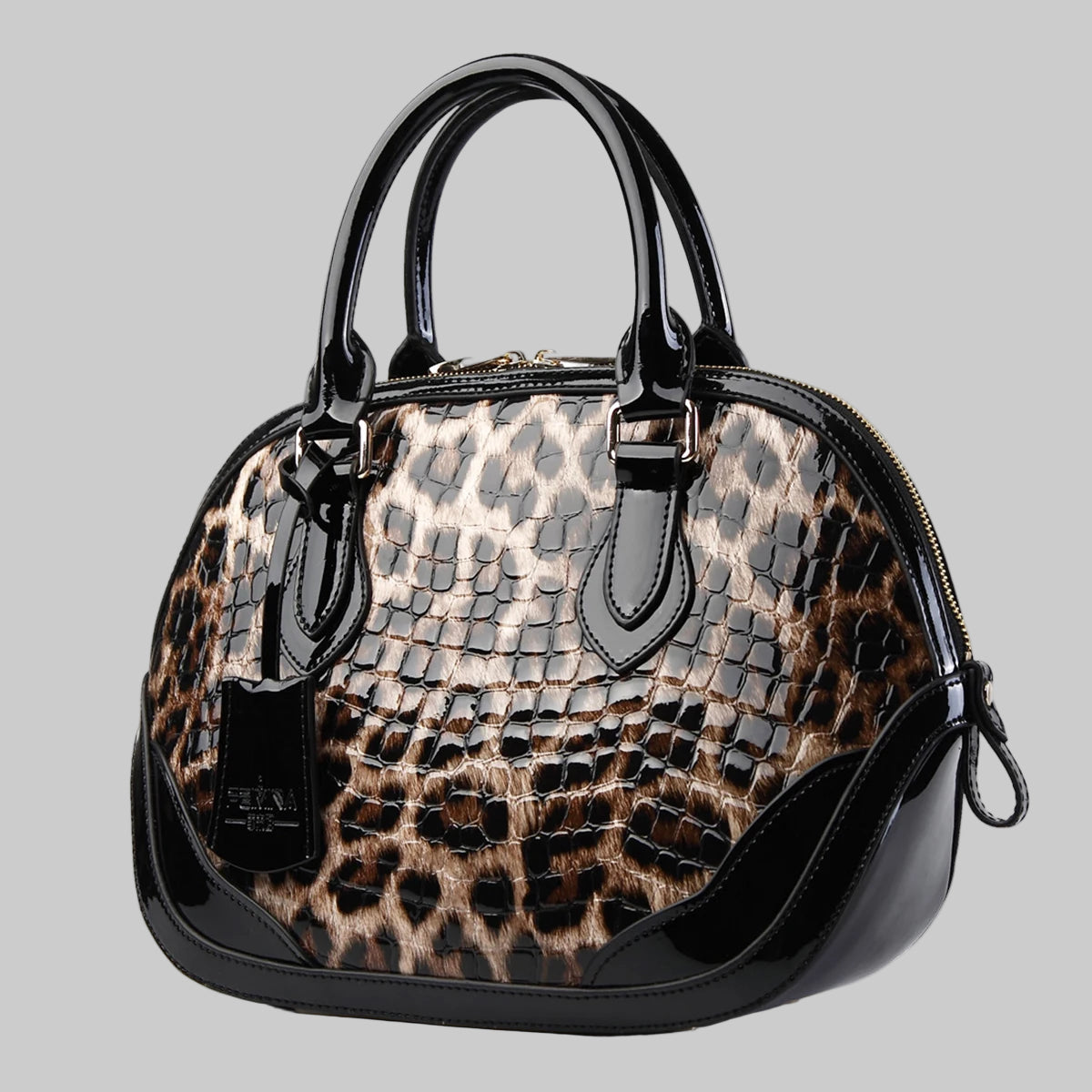 Designer Leopard Print Leather Tote Bag. Hard Outer Shell Giving a Polished Professional Look