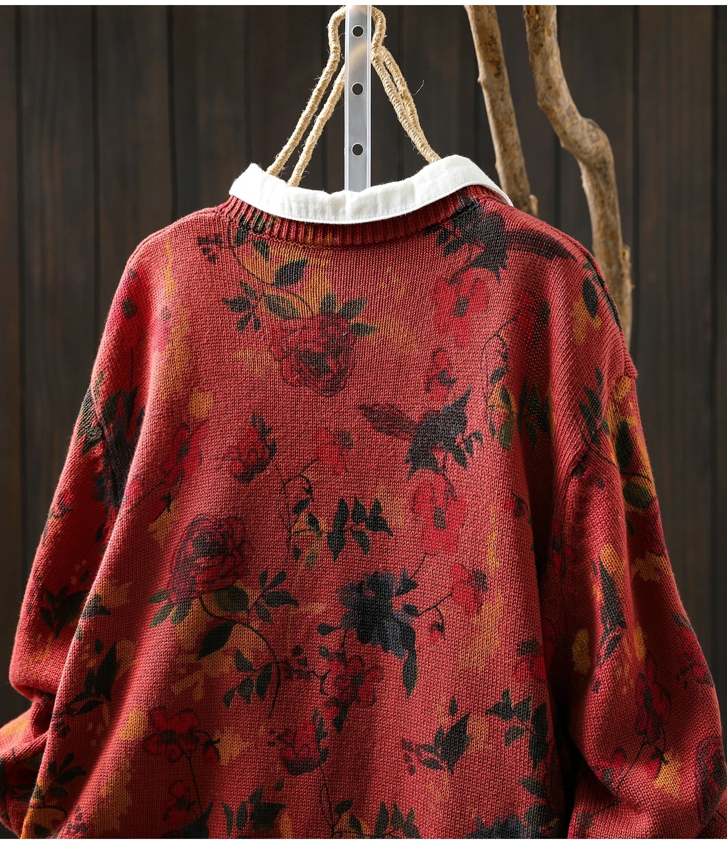 Knitted Floral Cardigan.  100% Cotton. Relaxed Fit. Perfect for layering.