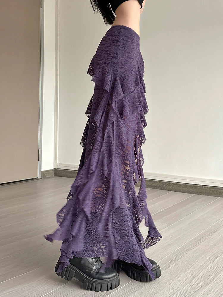 Multi Layered Ruffle Lace Skirt in Three Classic Colors