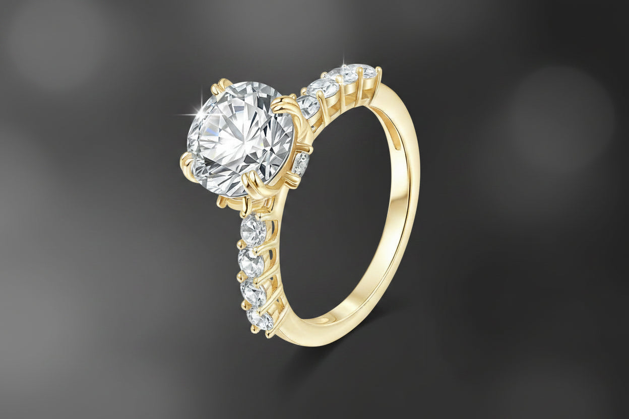3‑Carat Moissanite Solitaire Ring with Side Accents