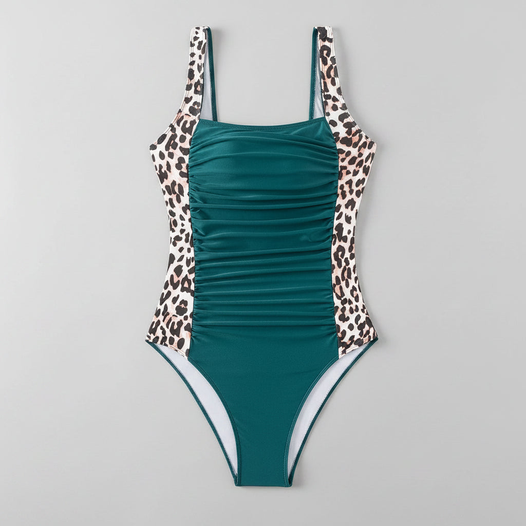 High‑Waisted Leopard Print One‑Piece