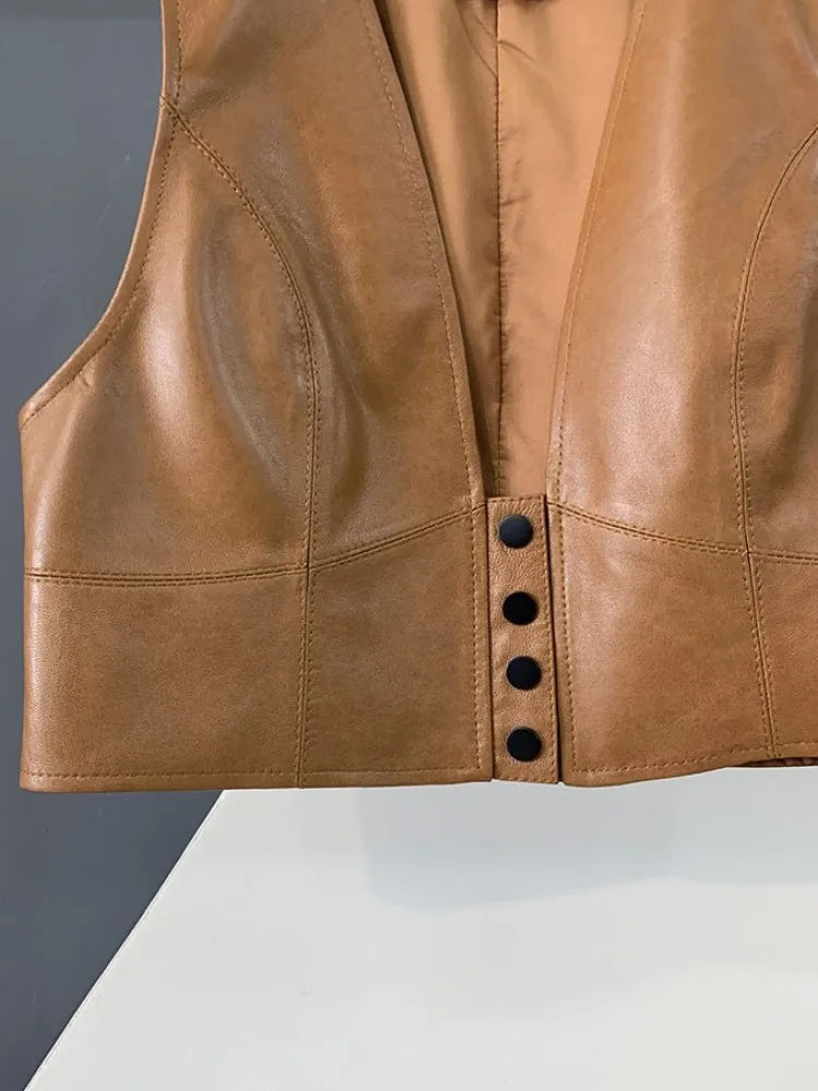 Handmade Ladies Genuine Leather Waistcoat, Vest.  A perfect modern and sophisticated layer