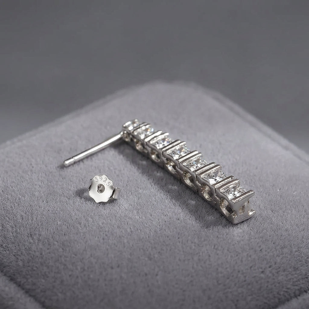 2.82CT Moissanite Drop Earrings – 18K White Gold Plated