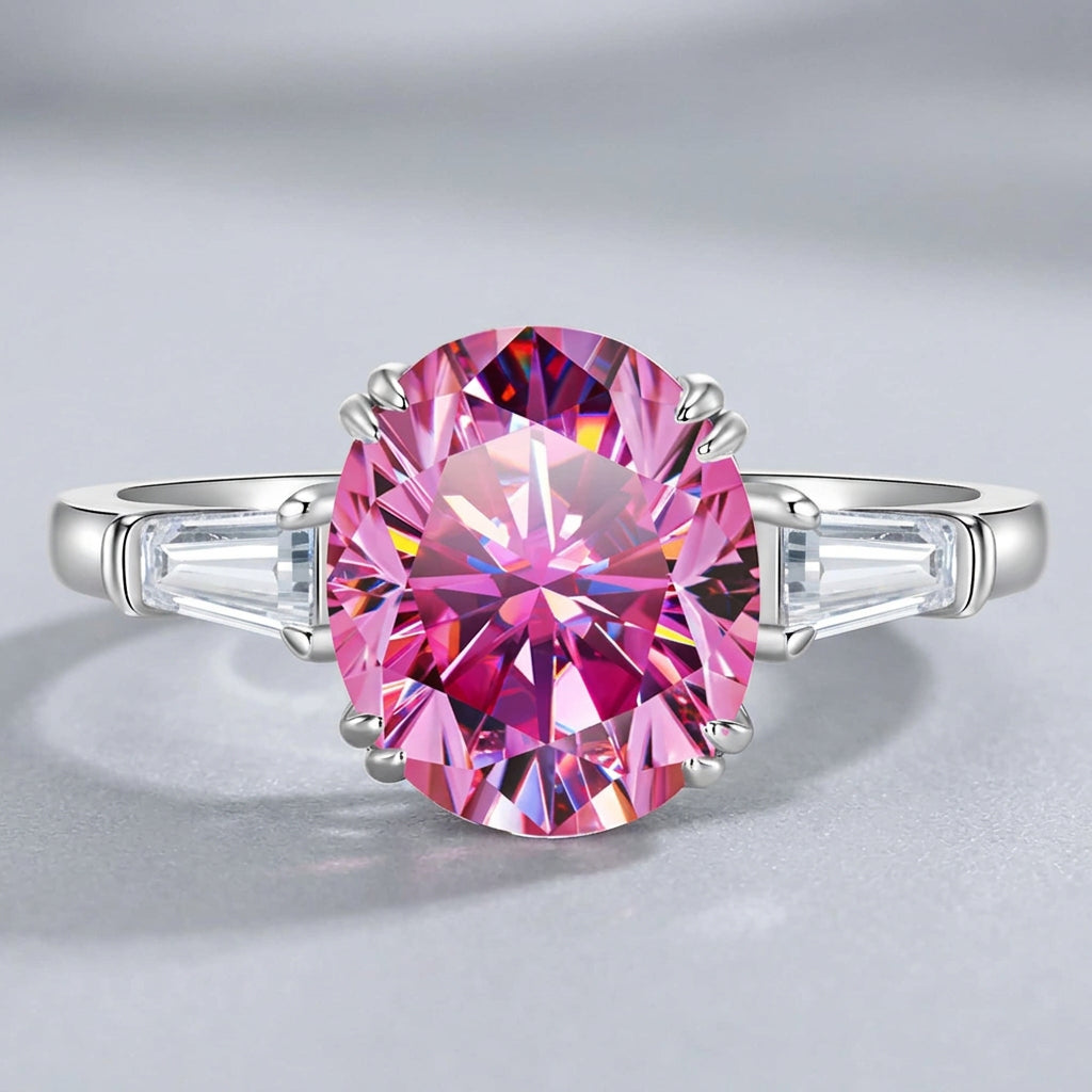 5 Carat Pink Moissanite Diamond Ring