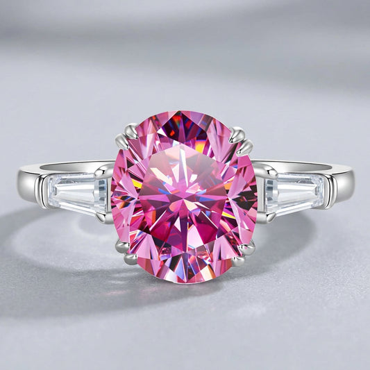 5 Carat Pink Moissanite Diamond Ring