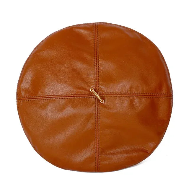 French Style Ladies Beret's Made with Genuine Leather.  A Beret that can be worn for all the seasons.  Practical and Chic