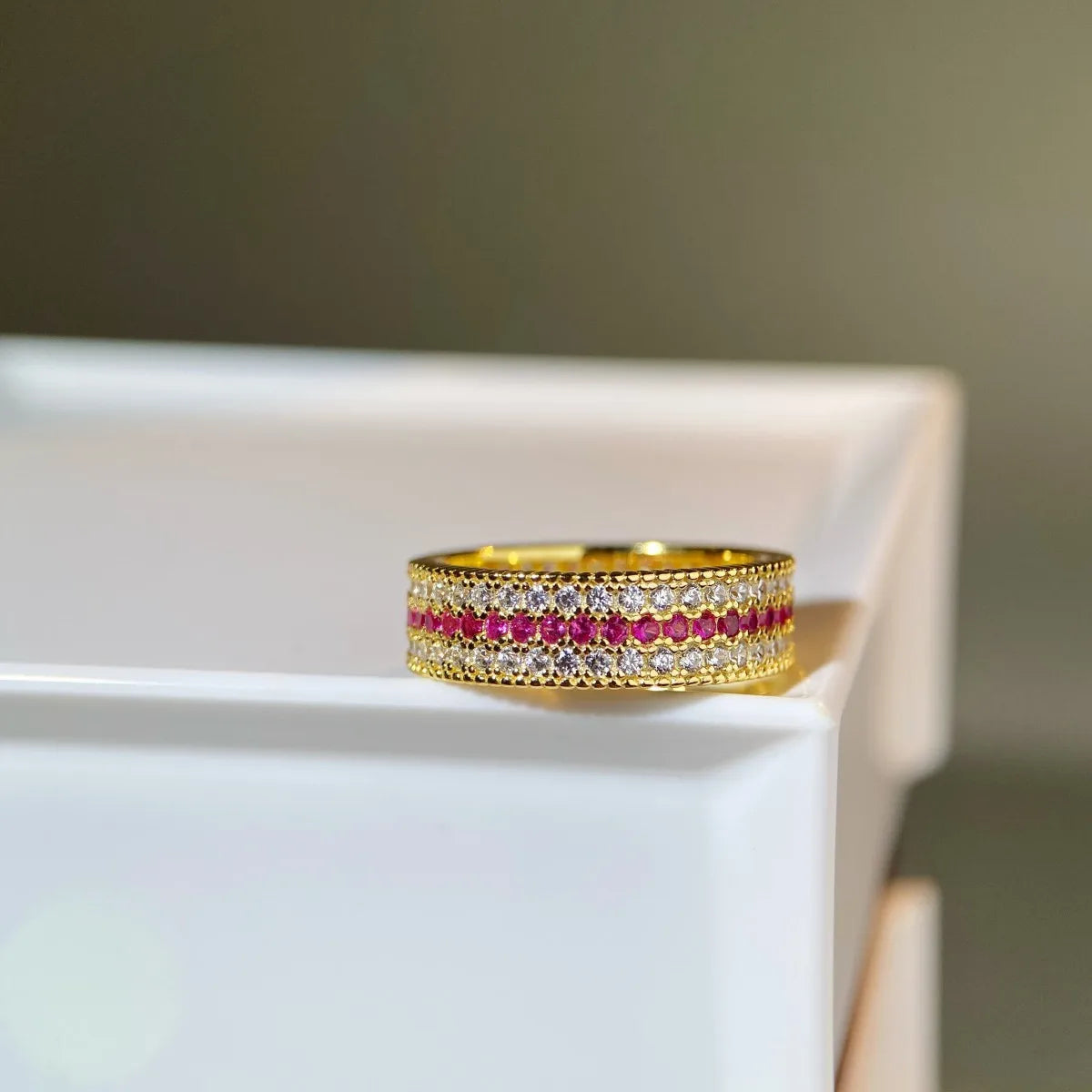 Fine Diamond and Rose Red Eternity Band — A Unique, Timeless Treasure