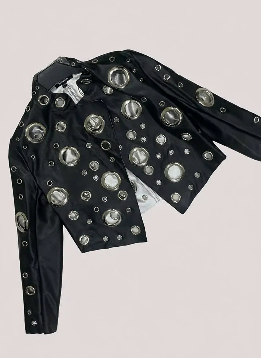 Hollowed Out Short Jackets in Faux Leather.  Ladies up to 5XL